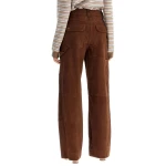 Camel Suede Leather Workwear Look Pants