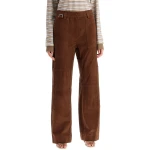 Camel Suede Leather Workwear Look Pants