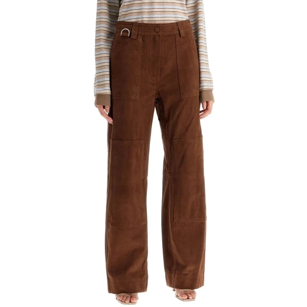 Camel Suede Leather Workwear Look Pants