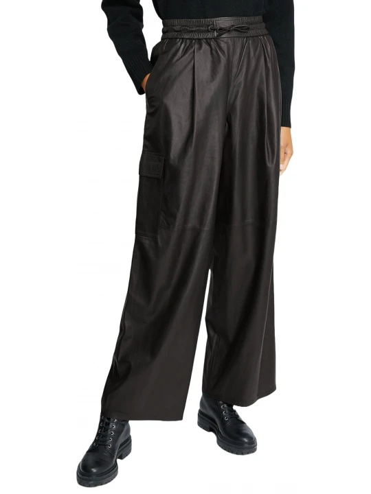 Cargo Black Leather Trousers