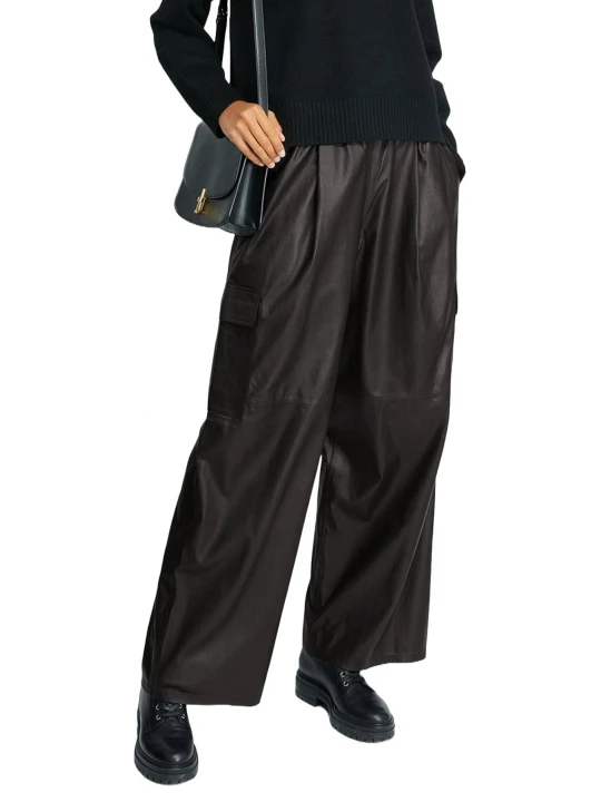 Cargo Black Leather Trousers