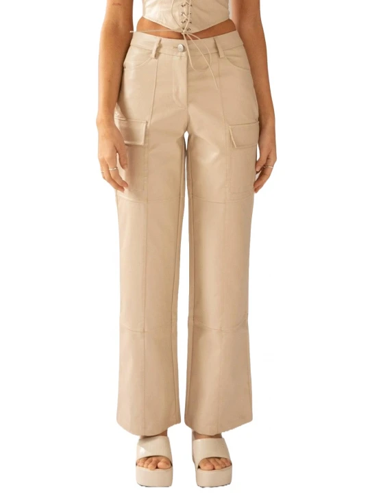 Cargo Pants In Beige Leather