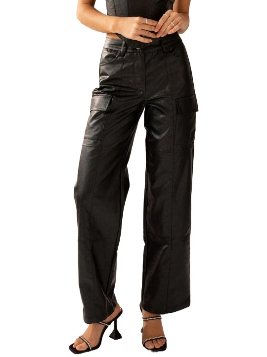 Cargo Pants In Black Leather