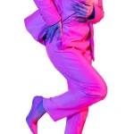 Elasticated Waist Pink Leather Pants