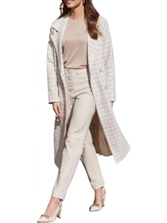 Lace Front Beige Leather Trousers