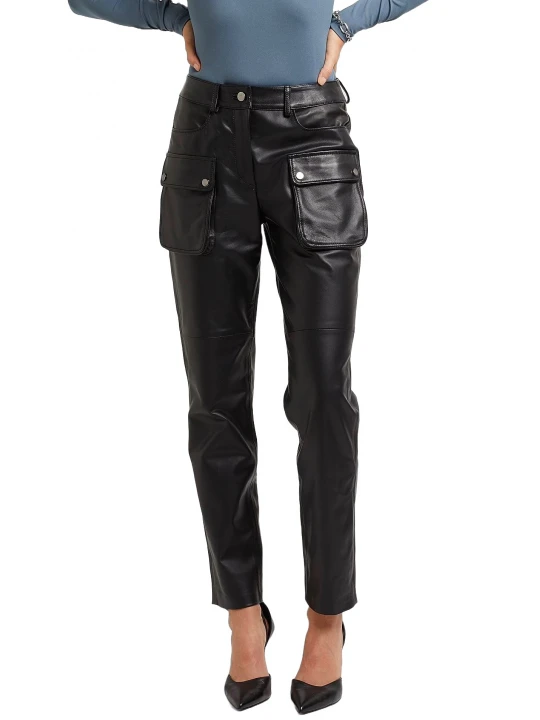 Leather Cargo Pants In Black