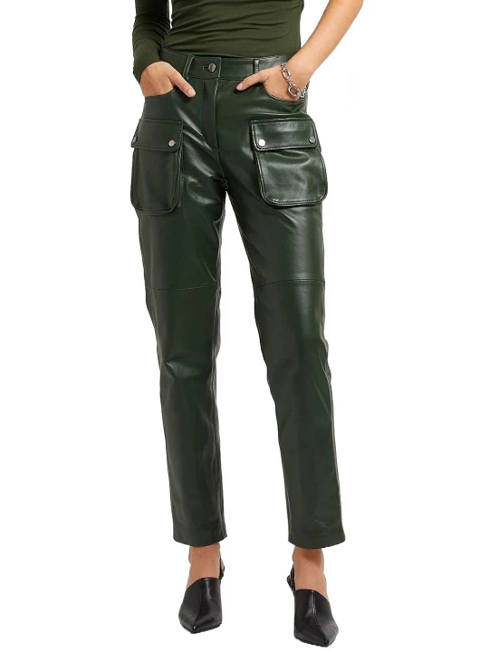 Leather Cargo Pants In Green