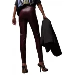 Leather Skinny Pants In Burgundy