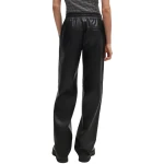 Relaxed Fit Trousers In Black Leather
