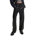 Relaxed Fit Trousers In Black Leather