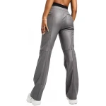 Seam Detailed Leather Trouser In Grey