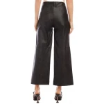 Wide Leg Black Leather Pants