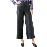 Wide Leg Black Leather Pants