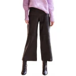 Wide Leg Black Leather Pants
