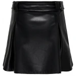 Belted Black Leather Mini Skirt