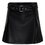 Belted Black Leather Mini Skirt