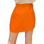 Belted Orange Leather Mini Skirt