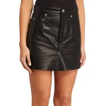 Black Leather Mini Skirt With Pockets