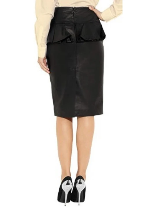 Black Leather Peplum Skirt
