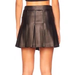 Black Leather Pleated Skirt
