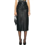Croco Print Leather Midi Skirt