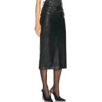 Croco Print Leather Midi Skirt