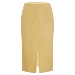 Front Slit Skirt In Beige Leather
