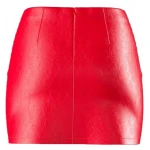 Lace Up Detailing Red Leather Mini Skirt