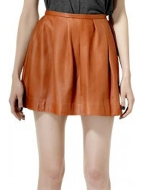 Leather Mini Skirt With Pleats