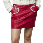 Red Leather Skirt With White Hearts