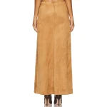 Tan Suede Leather Maxi  Skirt