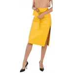 Tie Knot Yellow Leather Skirt