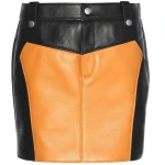 Two Tone Leather Mini Skirt In Black And Tan