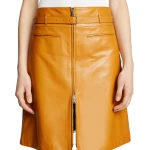 Yellow Belted Leather Skirt