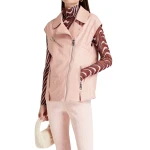 Asymmetric Zip Fastening Pink Leather Vest