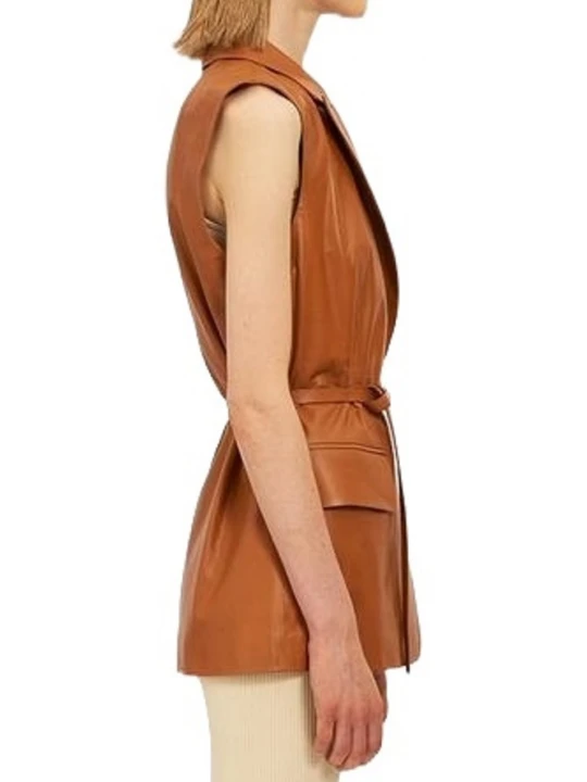 Belted Brown Leather Vest