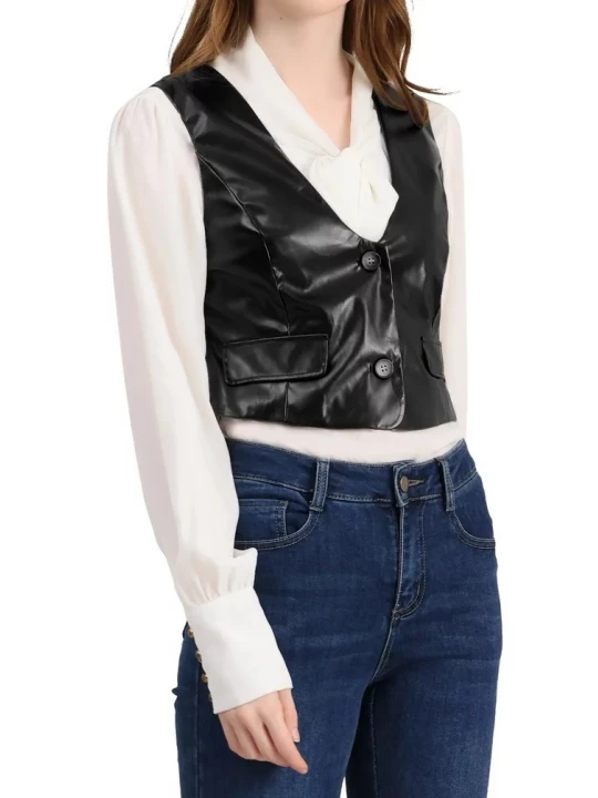 Black Leather Steampunk Waistcoat