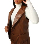 Button Front Brown Leather Vest