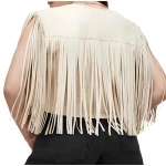 Fringed Beige Leather Vest