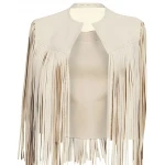 Fringed Beige Leather Vest