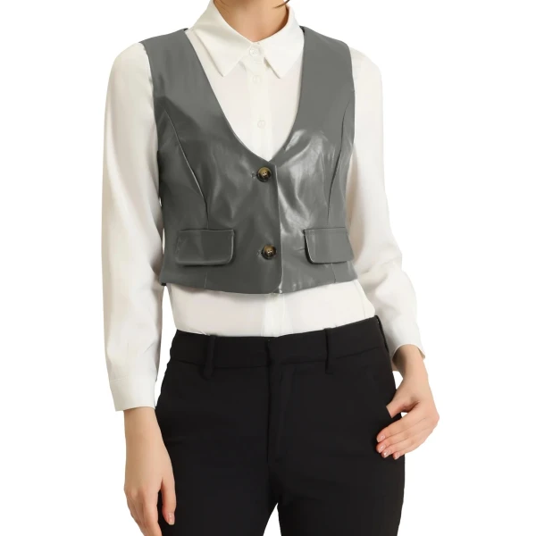 Grey Leather Steampunk Waistcoat