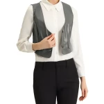 Grey Leather Steampunk Waistcoat