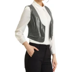 Grey Leather Steampunk Waistcoat