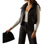 Puffer Black Leather Vest