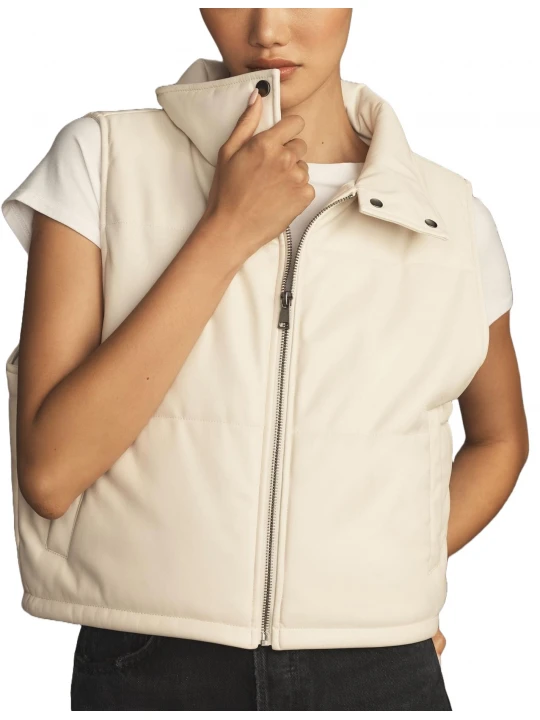 Puffer Off White Leather Vest