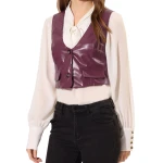 Purple Leather Steampunk Waistcoat