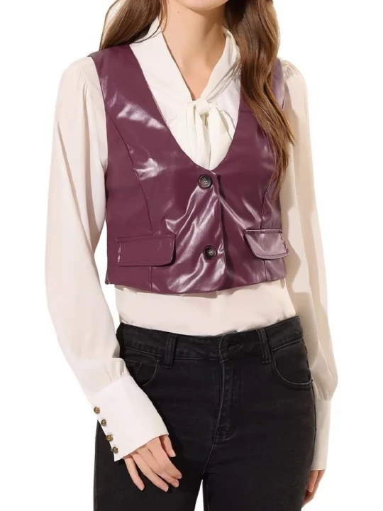 Purple Leather Steampunk Waistcoat