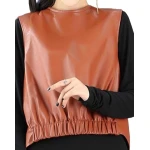 Womens Amazing Look Sleeveless Real Sheepskin Tan Vest Waistcoat