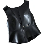 Womens Stunning Look Sleeveless Real Sheepskin Black Vest Waistcoat