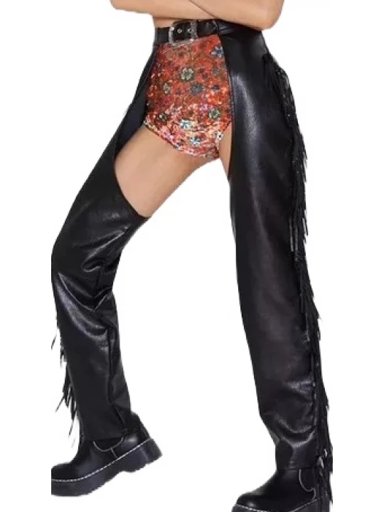 Fringe Black Leather Chaps
